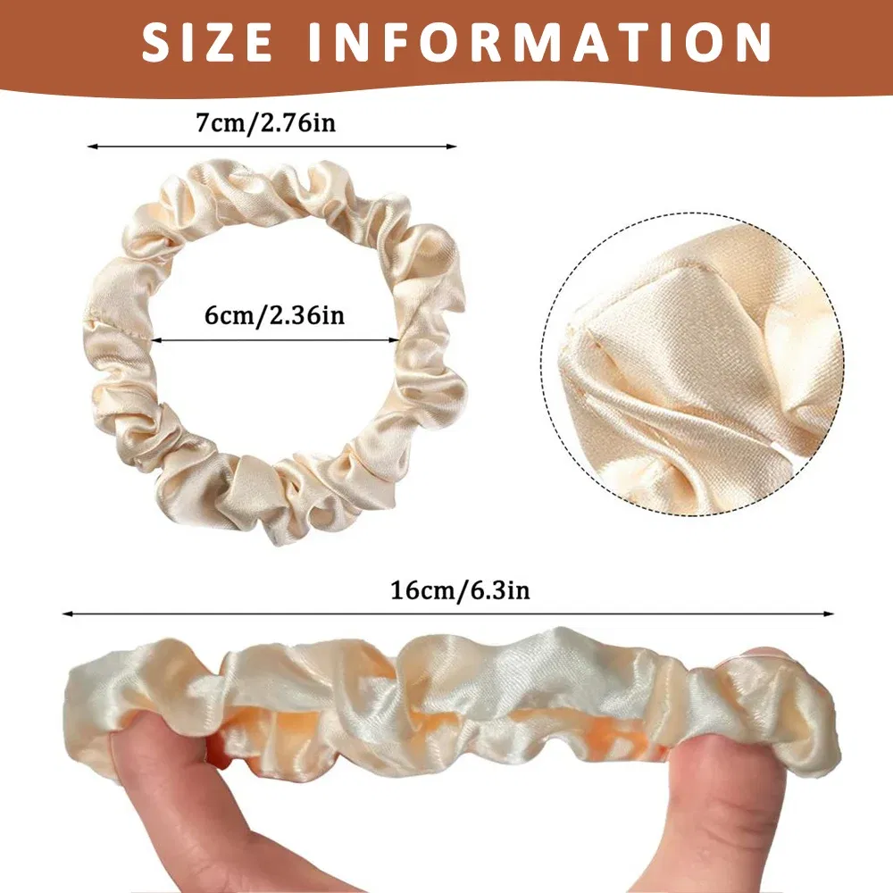 Color: black - Free Shipping 3PCS/Set Satin Silky Scrunchies Hair Rope Luxury Solid Color Elastic Hair Bands Women Hair Accessories Headwear