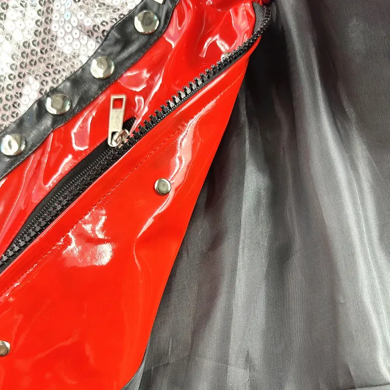 Color: Red, Size: 5XL - Michael Jackson Costumes Jacket Beat It for Adults Cosplay Impersonate Halloween Christmas