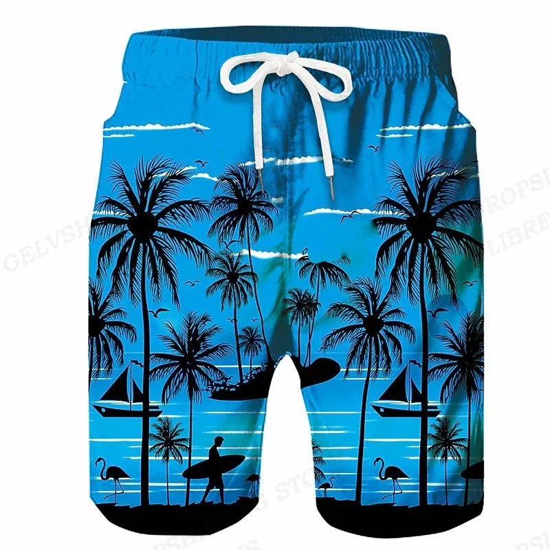 Color: Blue, Size: XL - Men's Swimming Shorts Coconut Tree 3d Surfing Board Short Kids Beach Shorts Men Trunk Masculina Swim Trunks Sportwear Briefs Boy