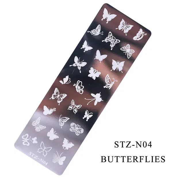 Color: black - 12Designs Retro Flower Butterfly Nail Art Templates Stamping Plate Snowflake Animal Lace Stamp Templates Plate Image Decor Tools