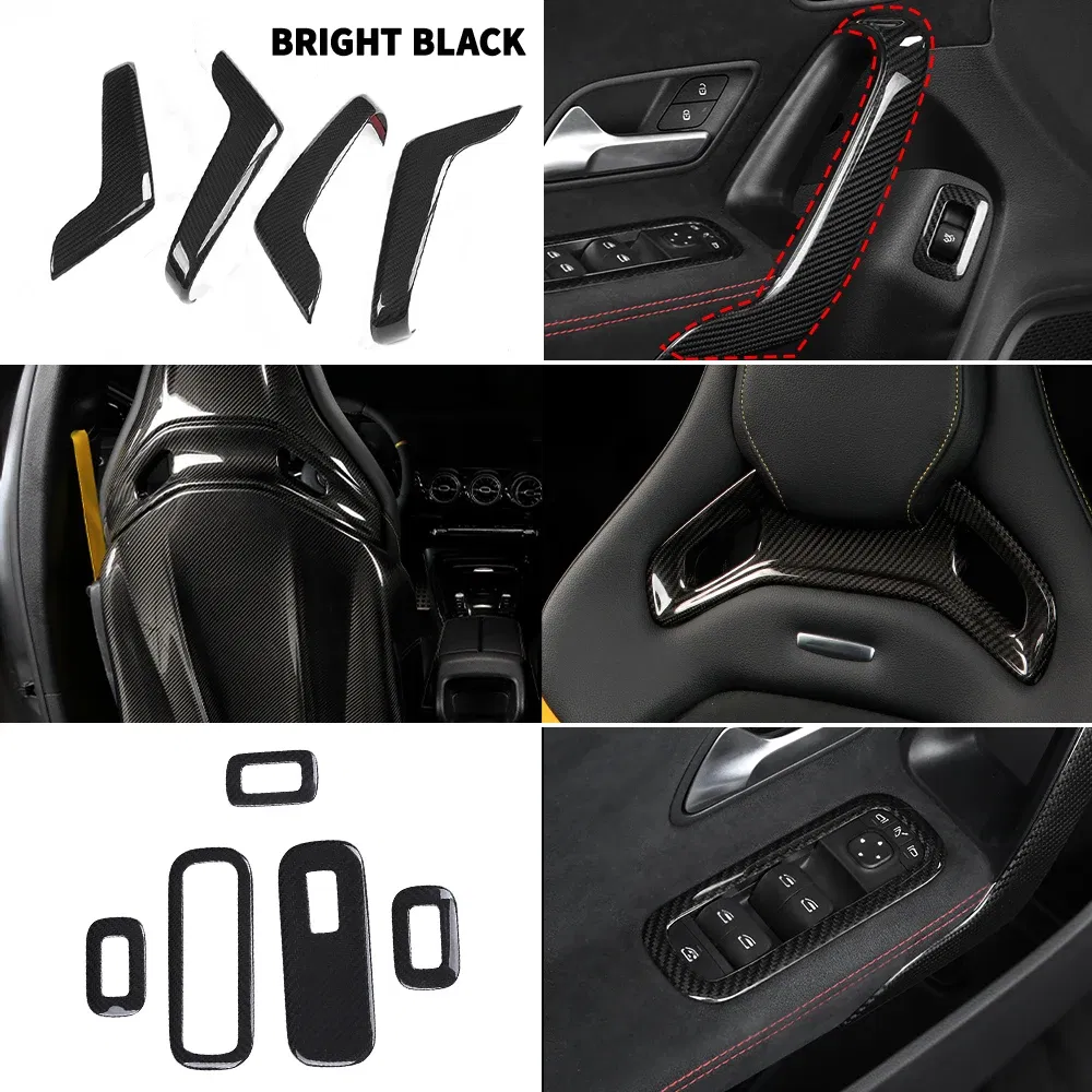 Color Name: transparent - Carbon Fiber Car Stickers For Mercedes Benz Accessories AMG/A Class/CLA 35 Center Console Gear Air Conditioning Outlet Cover