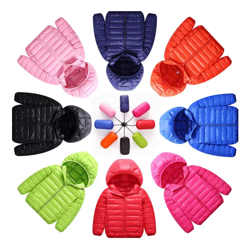 Color: Blue, Kid Size: 4T - Boys Girls Autumn Down Coats Kids Winter Windproof Jackets Children Solid Color Hooded Outerwear Teenager Fashion Warm Clothing