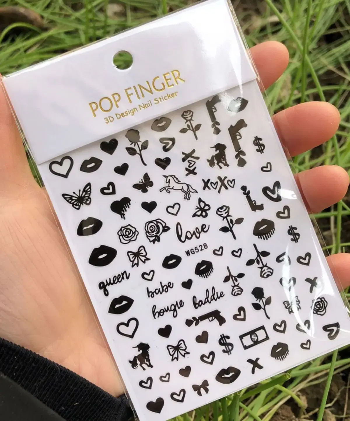 Color: Medium Auburn - 1PCS New English Alphabet Nail Stickers Multi-Color Laser Reflective Nail Slider Art Cool Text Nail Kit