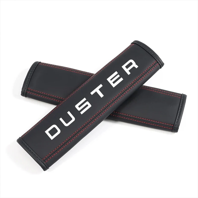 Color Name: black - 2Pcs Leather Seat Belt Shoulder Cover Protection Pads for Dacia Duster Lodgy Logan Samdero Automotive Interior Car Accessories
