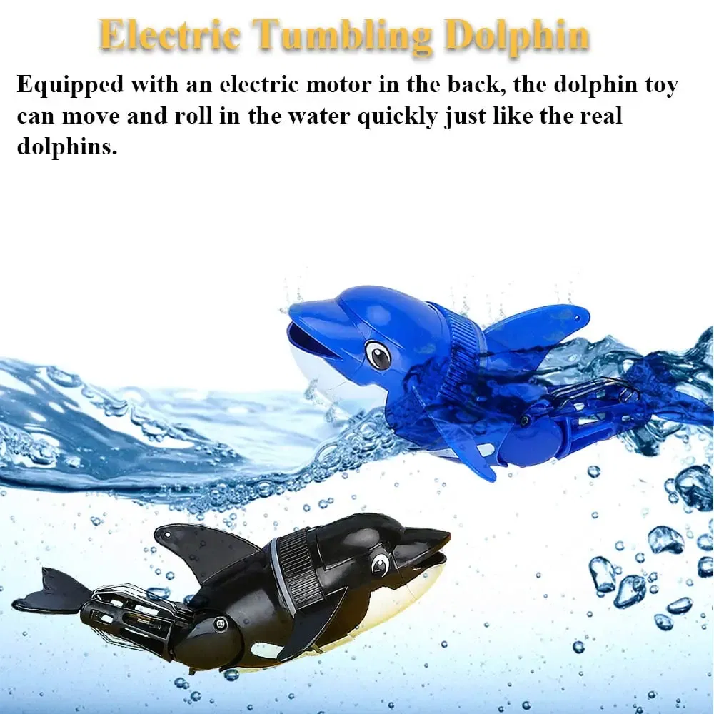 Color: WHITE - Electric Rolling Dolphin Bath Toy for Kids ?“ Tumbling Fish Bathtub Toy with Light & Water Spray, Swimming Water Toy Child Gift