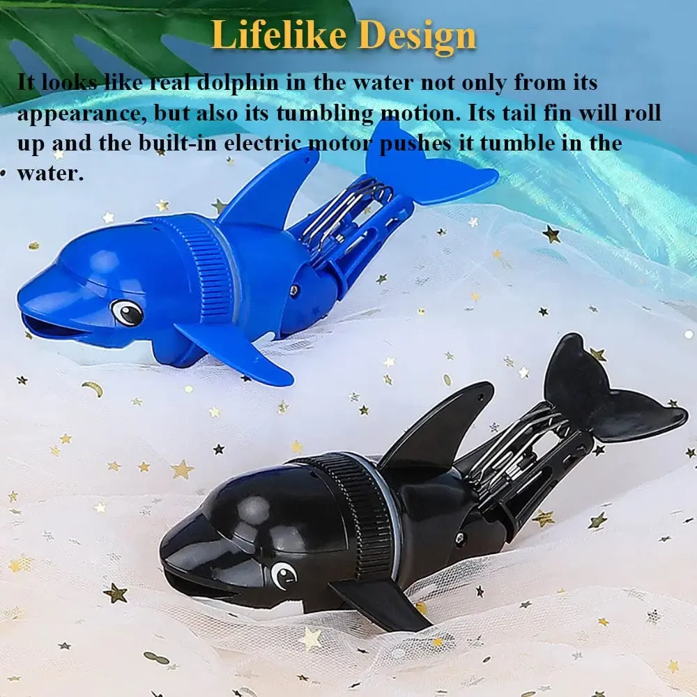 Color: WHITE - Electric Rolling Dolphin Bath Toy for Kids ?“ Tumbling Fish Bathtub Toy with Light & Water Spray, Swimming Water Toy Child Gift