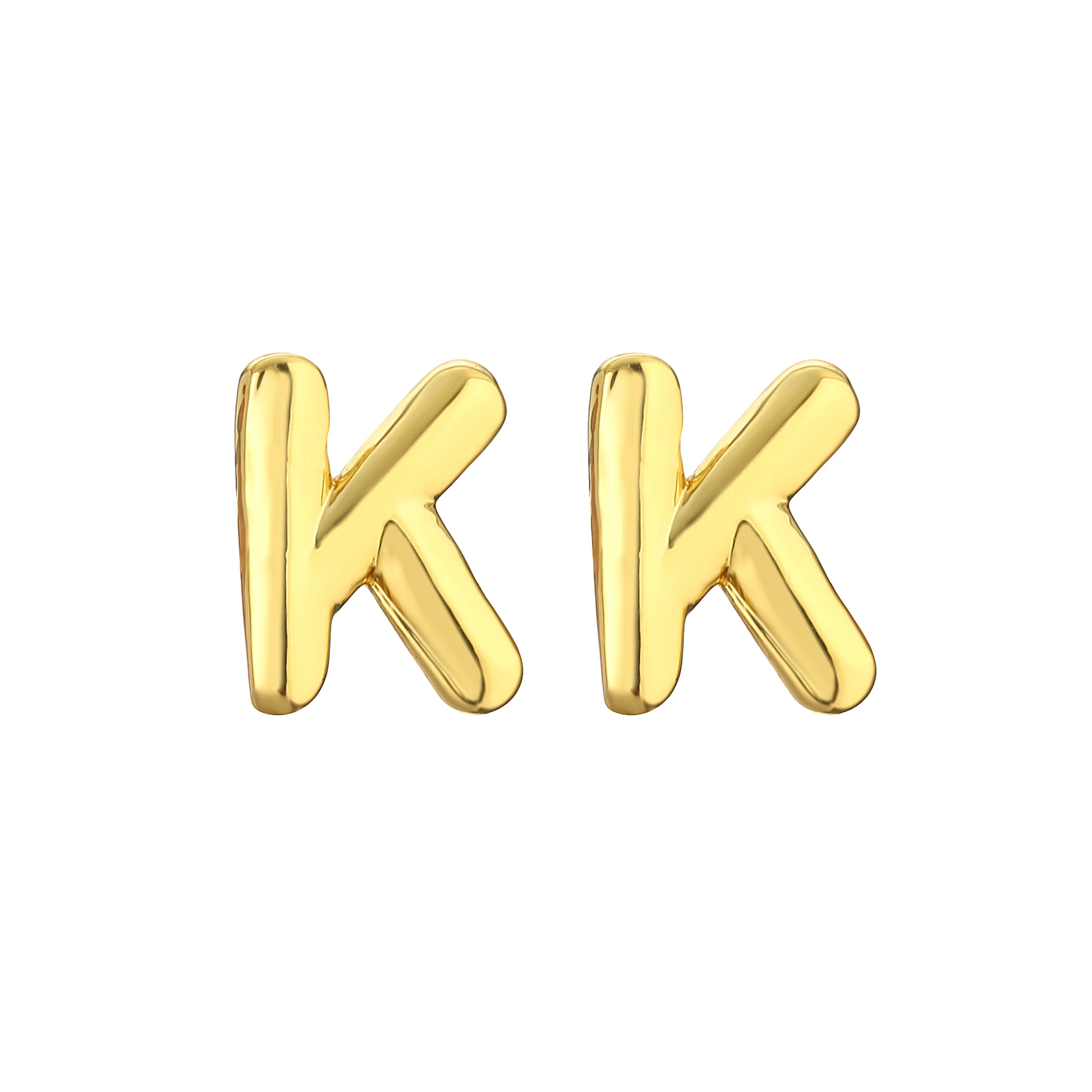 Metal Color: Light Yellow Gold Color, Ships From: CHINA, Main Stone Color: Silver - HECHENG,Initial Letter Earring For Women Men  A-Z 26 Letters Stud Earrings,Brass 18K Plated ear stud Jewelry