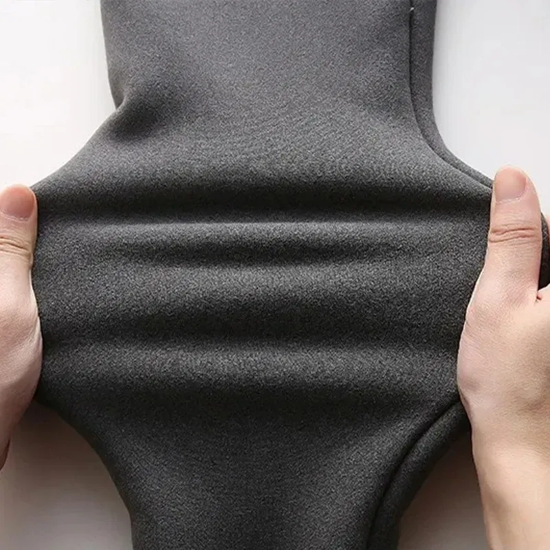 Color: Beige, Size: L - Thermal Leggings Women Winter Warm High Waist Simplicity Warm Pants Fashion Black Elasticity Autumn Velvet Comfortable Leggins