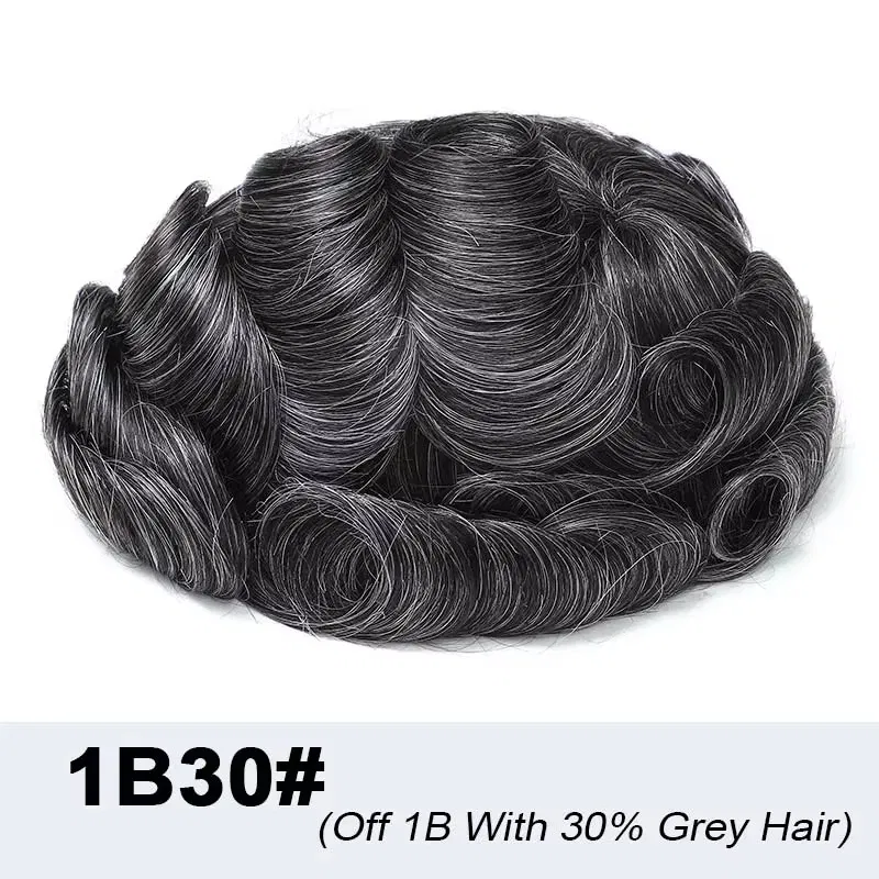 Toupee Color: 1B40#, Toupee Density: 120%, Length: 6 inches, Toupee Size: 8x10, Toupee Design: free - Poly Skin Toupee for Men Human Hair Pieces hair replacement System for Men Thin skin PU hair prosthesis