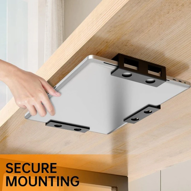 Under Desk Laptop Mount Sturdy Durable with Screw Metal for Laptop Notebook Space Saving Under Table Notebook Organizer Support