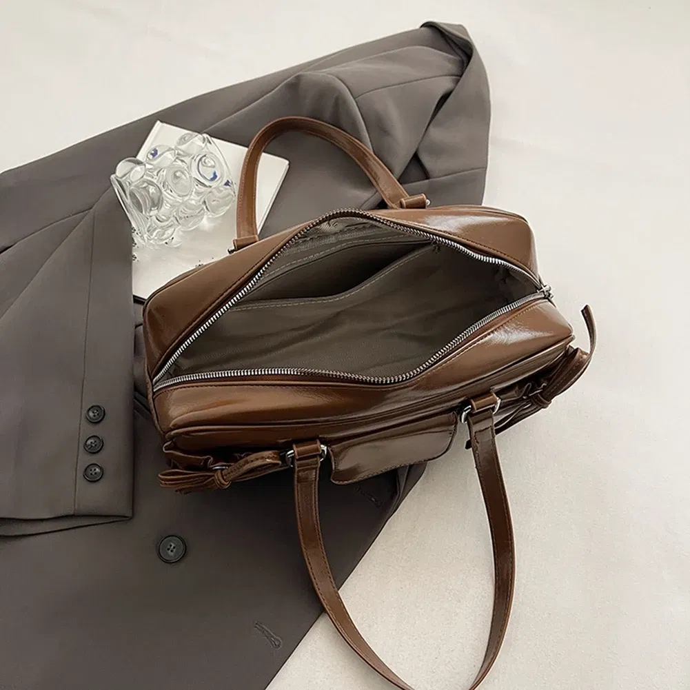 Color: Coffee, Ships From: CHINA - Stylish Women Bow Shoulder Bag in PU Leather with Multi Pockets Ideal for Casual Outings Travel and Shopping