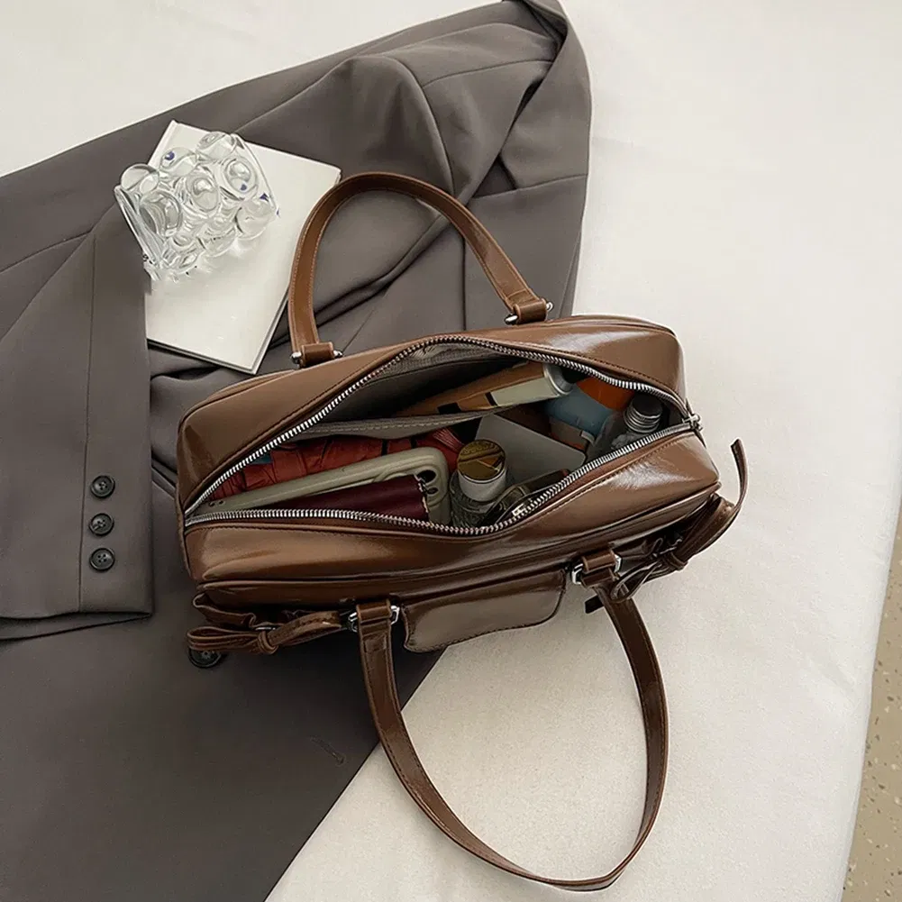 Color: Coffee, Ships From: CHINA - Stylish Women Bow Shoulder Bag in PU Leather with Multi Pockets Ideal for Casual Outings Travel and Shopping