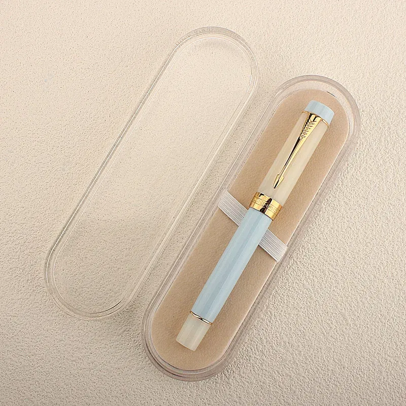 Color: Lavender, Nib Size: MF - JINHAO 100 Centennial Fountain Pen Resin Gold Clip Nib EF F M Students Pens Business Stationery School Office Supplies PK 9019