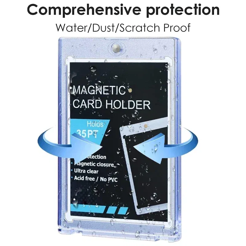 Color: Light Grey - 10-1Pcs 35PT Hard Magnetic Card Holder for Kpop Idol Photo Cards Protective Sports Trading Card Toploaders Sleeves Display Case