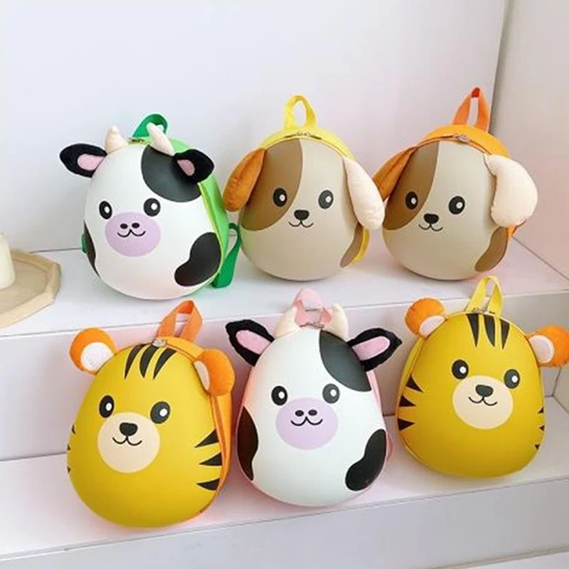 Color: Black - New Cartoon Fashion Kids Backpack Eggshell Bag Super Cute Animal Backpack Kindergarten Schoolbag Male And Female Baby Backpack