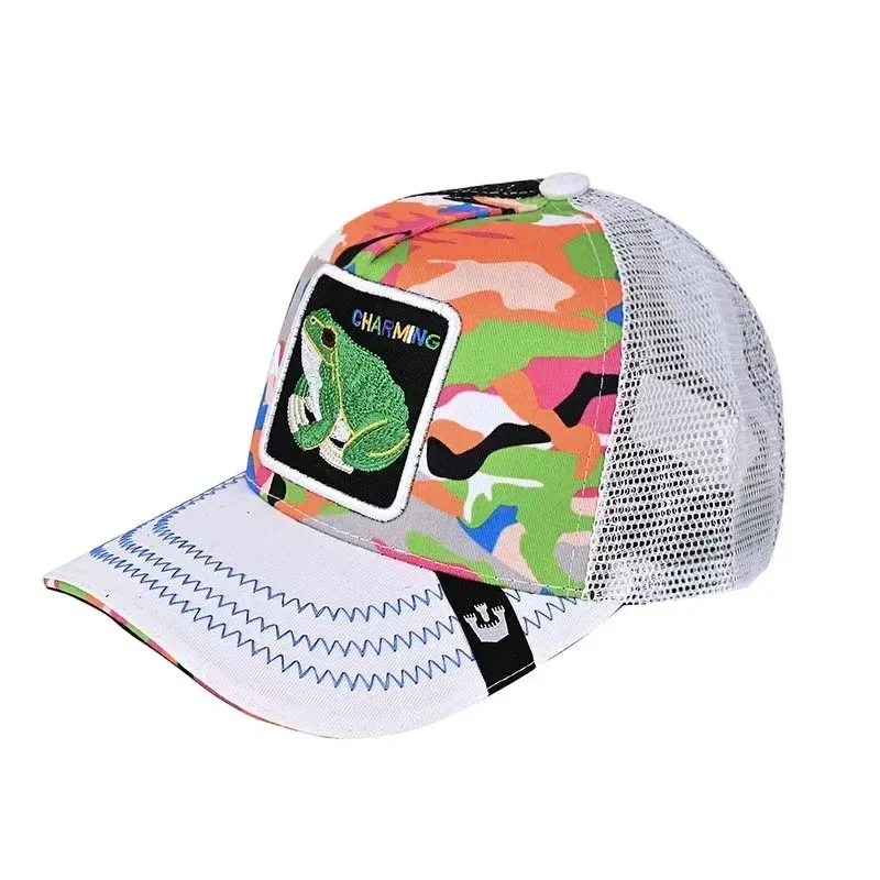 Color: Fluorescent Green - Baseball Caps Men Women Snapback Hip Hop Cap With Fashion Animals Embroidery Summer Breathable Mesh Trucker Caps Streetwear Bone