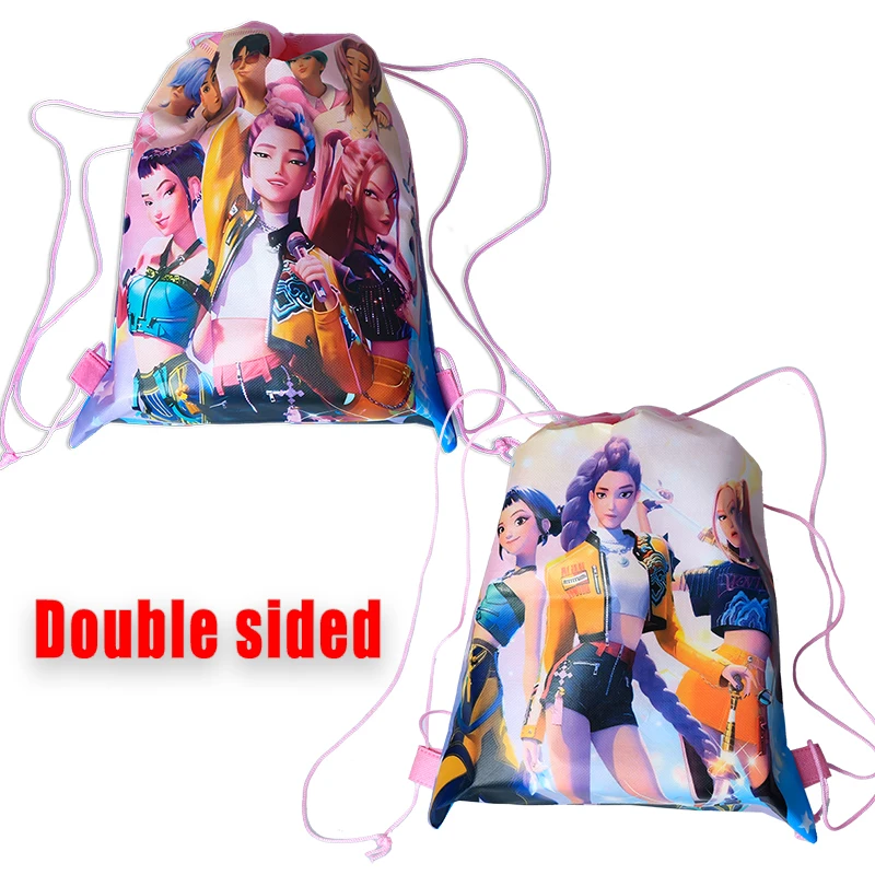 Color: WHITE, Size: 25cm, Ships From: CHINA - Kpop Demon Hunters Backpack 34*27cm Singer Bags Children's Toy Drawstring Bag Party Favors Kid Birthday Party Supplies Gifts Toy