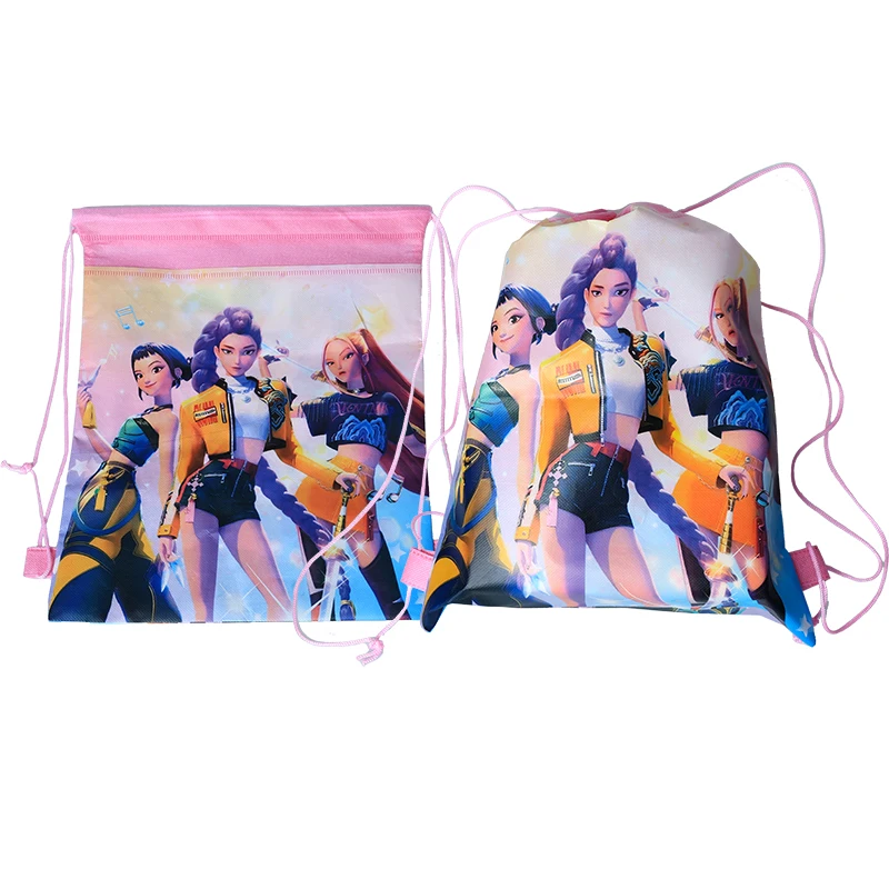 Color: WHITE, Size: 25cm, Ships From: CHINA - Kpop Demon Hunters Backpack 34*27cm Singer Bags Children's Toy Drawstring Bag Party Favors Kid Birthday Party Supplies Gifts Toy