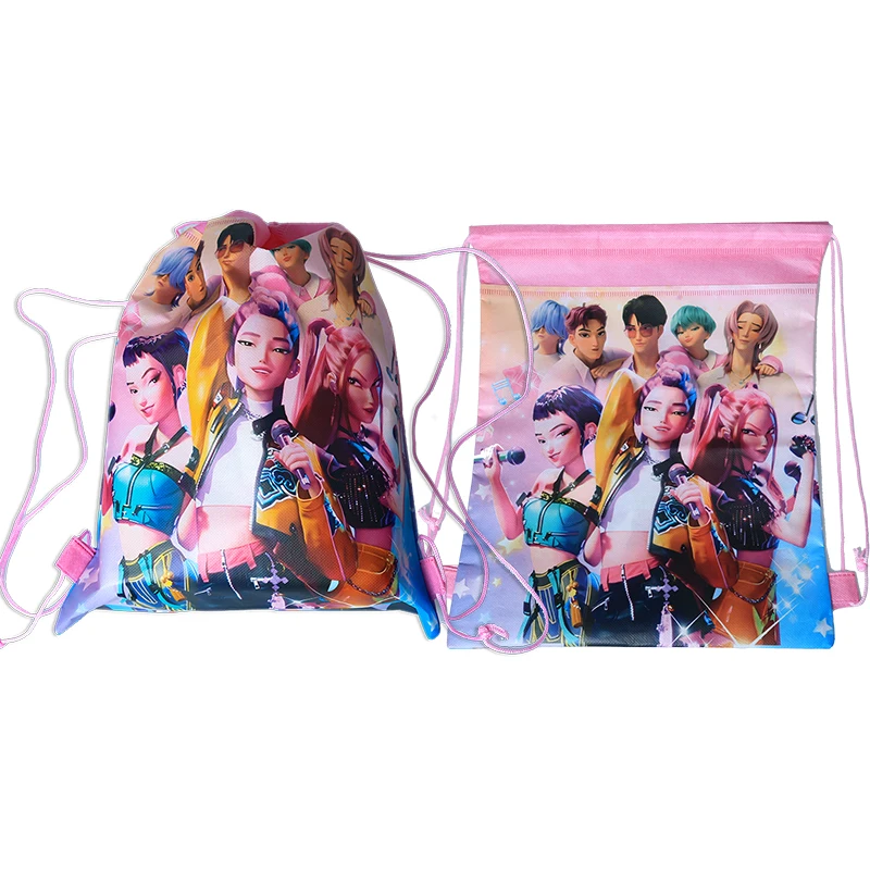 Color: WHITE, Size: 25cm, Ships From: CHINA - Kpop Demon Hunters Backpack 34*27cm Singer Bags Children's Toy Drawstring Bag Party Favors Kid Birthday Party Supplies Gifts Toy