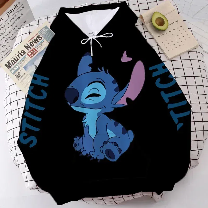 Color: Red, Size: 10T - Disney Hoodie Fashion Stitch Angel Monster Letter Cartoon Sweatshirt Pullover Cute Harajuku Unisex Women's Pocket Top