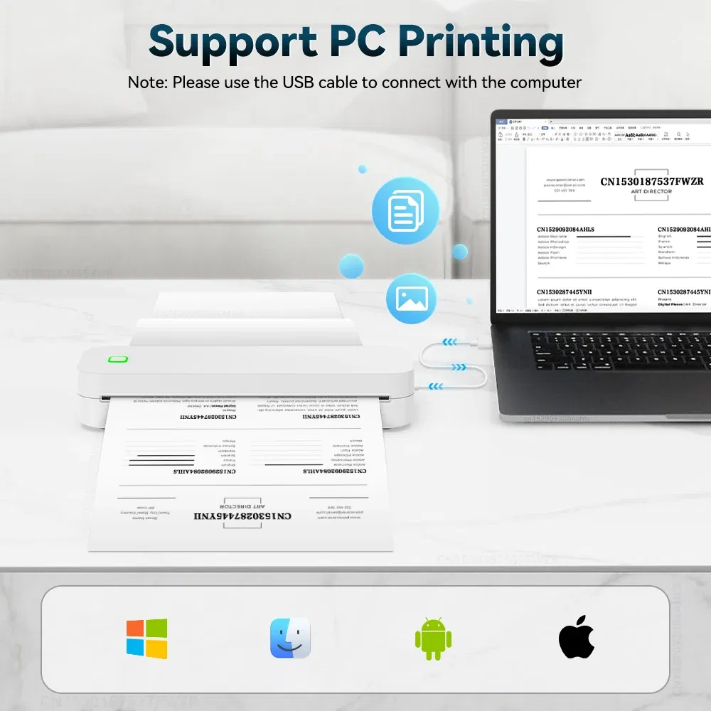 color: black, Ships From: CHINA - Top Inkless Tattoo Stencil Printer Portable A4 Thermal Printer Wireless Bluetooth PDF Photo Tattoo Paper Print for Android IOS