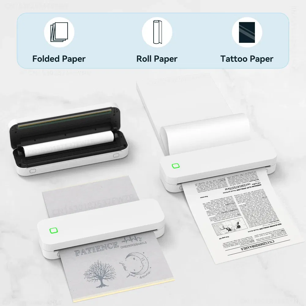 color: black, Ships From: CHINA - Top Inkless Tattoo Stencil Printer Portable A4 Thermal Printer Wireless Bluetooth PDF Photo Tattoo Paper Print for Android IOS