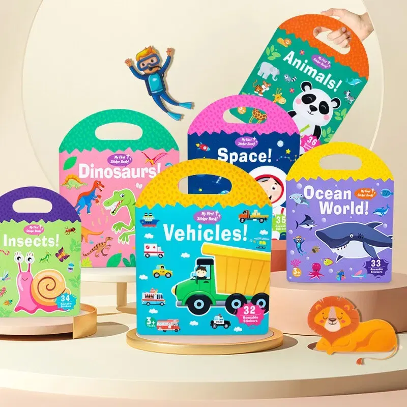 Color: Army Green - Early Childhood Education Scene Sticker Book Focus Cultivation Quiet Sticker Book Enlightenment Puzzle Cognitive Sticker Book