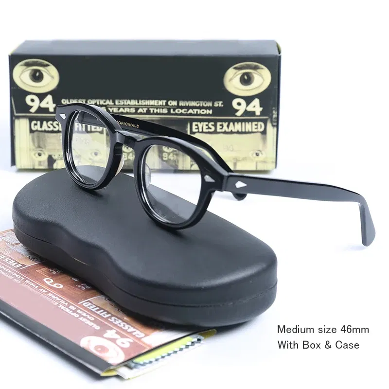 Frame Color: black, Prescription Type: Single Version, Lens Index: 1.74, Lens Function: Photo Grey - Customized Prescription Glasses Men Frame Johnny Depp Lemtosh Photochromic Anti-Blue Light Myopia Hyperopia Round Eyeglasses