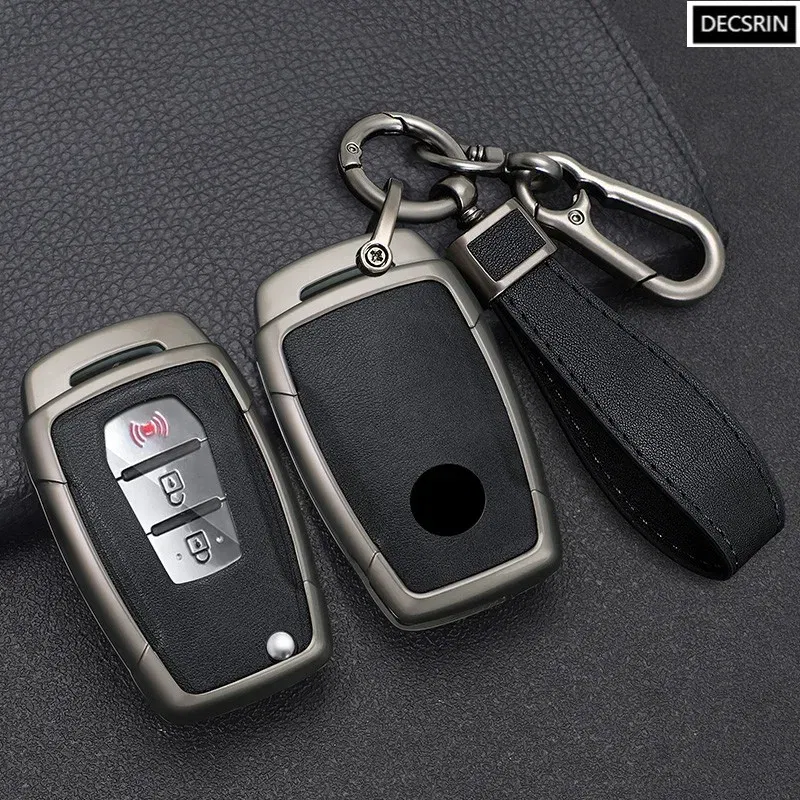 Color Name: black - Zinc Alloy+ Leather Car Flip Key Case Cover Shell Fob For SsangYong Kyron 2 Sanka Actyon Korando Tivoli Protective Accessories