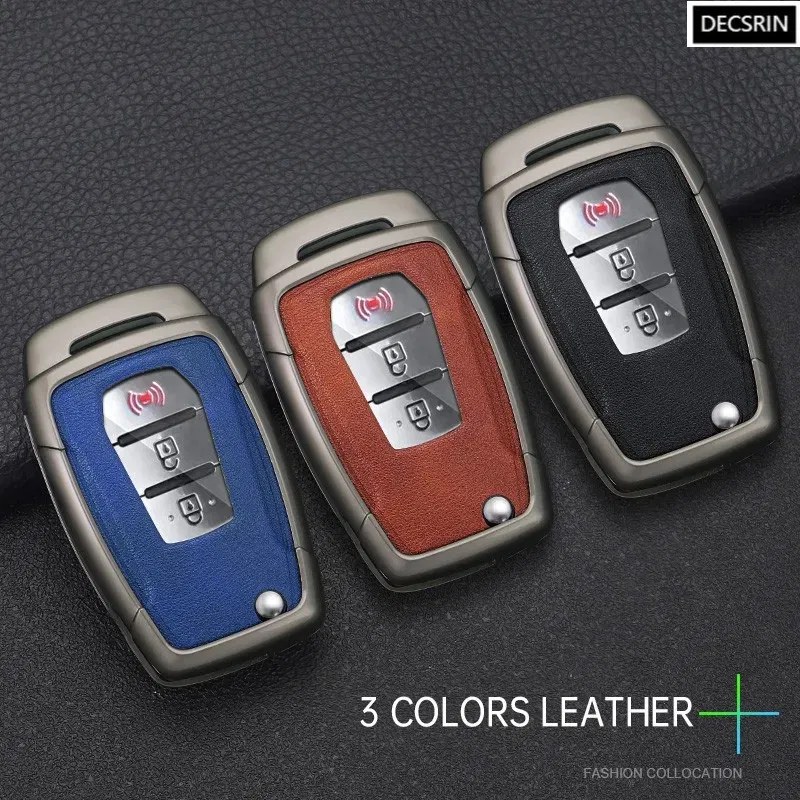 Color Name: black - Zinc Alloy+ Leather Car Flip Key Case Cover Shell Fob For SsangYong Kyron 2 Sanka Actyon Korando Tivoli Protective Accessories