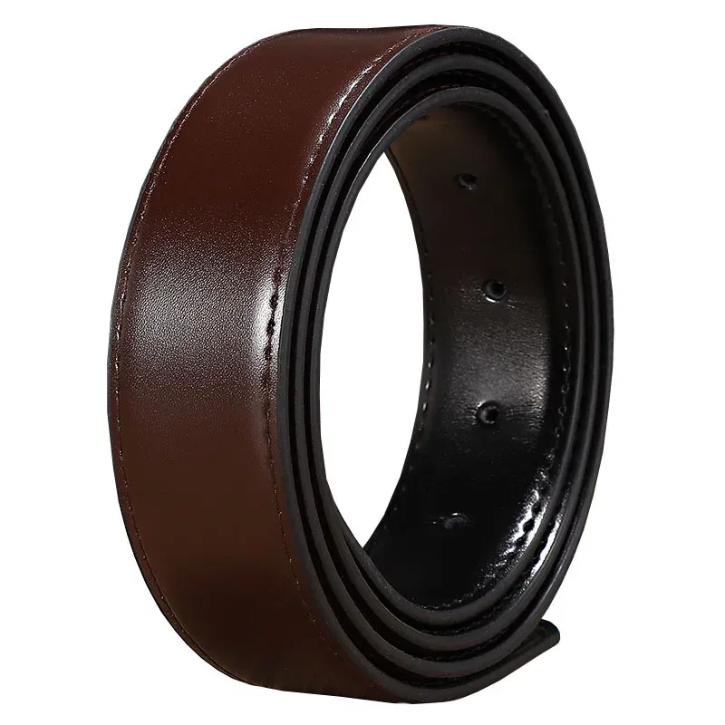 Color: army green, Belt Length: 110cm, Ships From: CHINA - 2.8cm 3.0cm 3.3cm 3.5cm 3.8cm Wide Double-sided Cow Reversible Leather With Holes No Buckle Belt Without Buckle High Quality