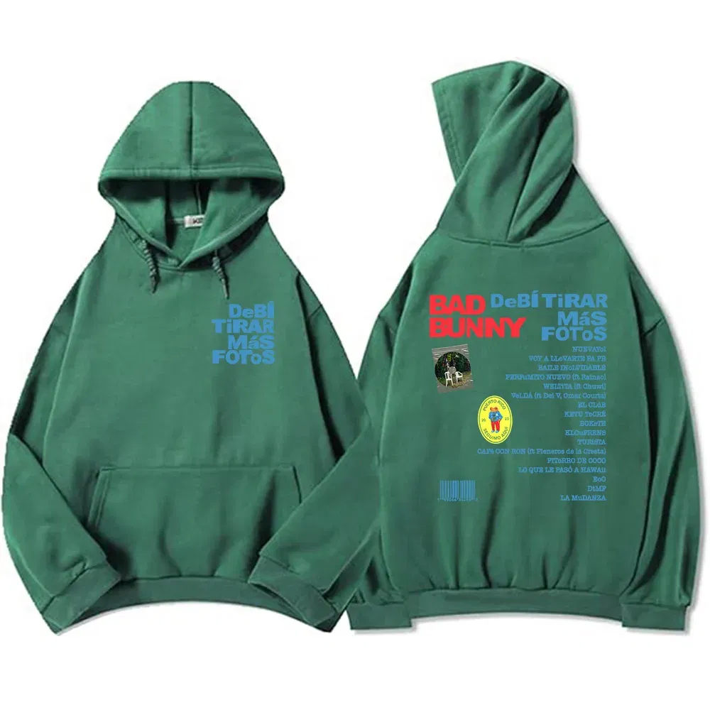 Color: SKY BLUE, Size: L - Unisex Streetwear Bad Bunny DTMF Hoodies 2025 New Album Deb?­ Tirar Más Fotos Printing Sweatshirts Winter Comfortable Male Hoodie