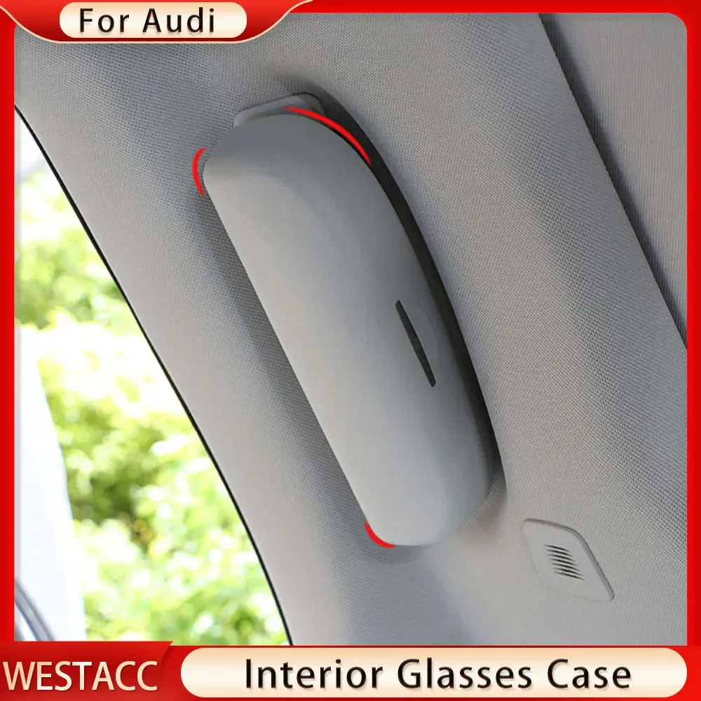 Color Name: GRAY - Car Sunglasses Holder Glasses Case Box for Audi A3 A4 B6 B8 A6 C6 80 B5 B7 A5 Q5 TT 8P 100 8L C7 8V A1 S3 Q3 A8 B9 A7 2012-2021