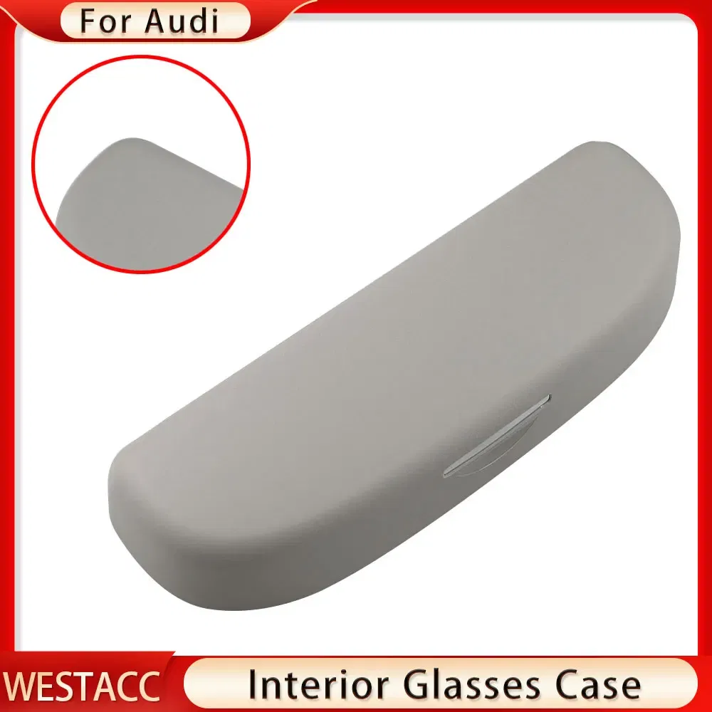 Color Name: GRAY - Car Sunglasses Holder Glasses Case Box for Audi A3 A4 B6 B8 A6 C6 80 B5 B7 A5 Q5 TT 8P 100 8L C7 8V A1 S3 Q3 A8 B9 A7 2012-2021