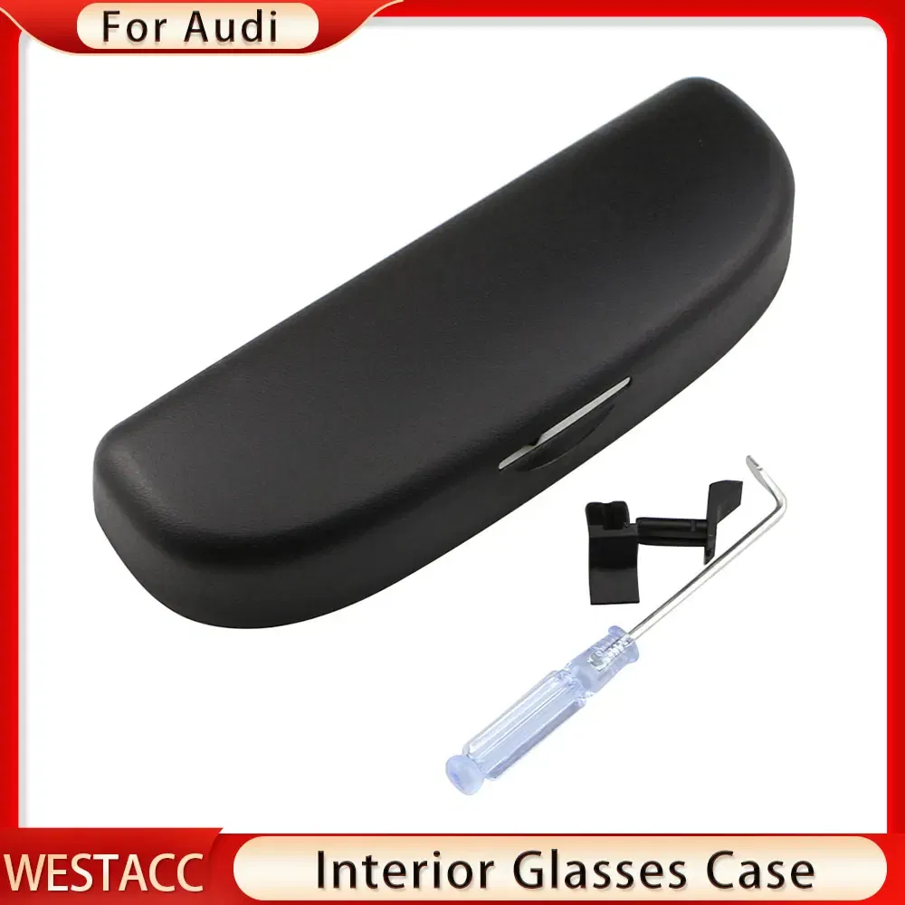 Color Name: GRAY - Car Sunglasses Holder Glasses Case Box for Audi A3 A4 B6 B8 A6 C6 80 B5 B7 A5 Q5 TT 8P 100 8L C7 8V A1 S3 Q3 A8 B9 A7 2012-2021
