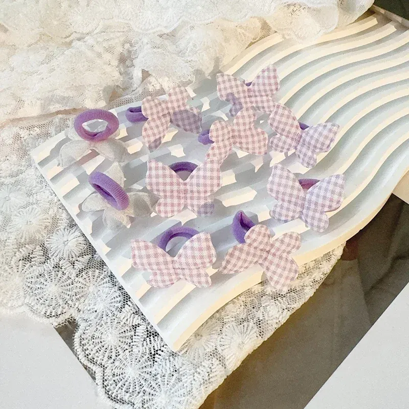 Color: Emerald Green - 10/30Pcs Children Hairbands No Harm Hair Cartoon Towel Rope Ponytail Holder Kids Mini Rubber Band Headwear Girls Halloween Gift