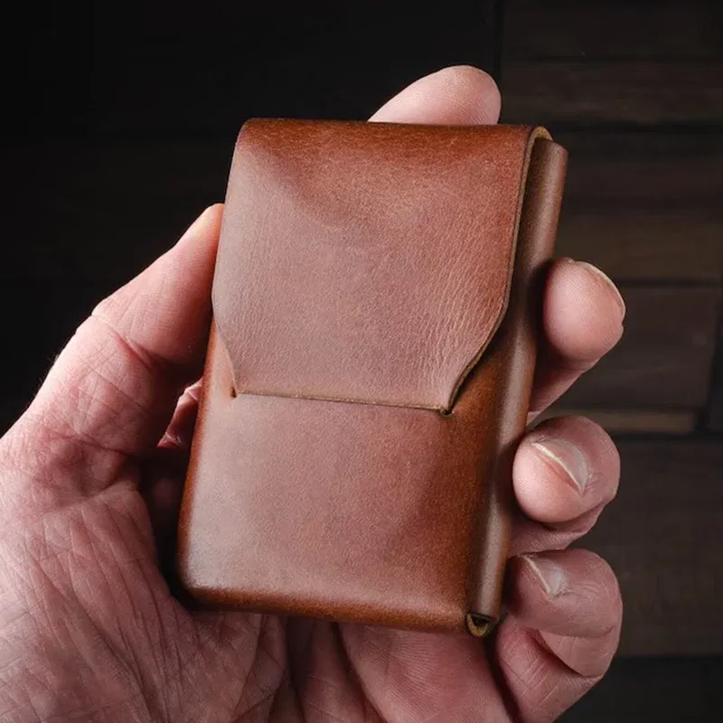 Color: Navy Blue - Leather Card Holder Minimalist Wallet Engraved Personalized Wallet Business CardHolder Mens Wallet Gift for Him