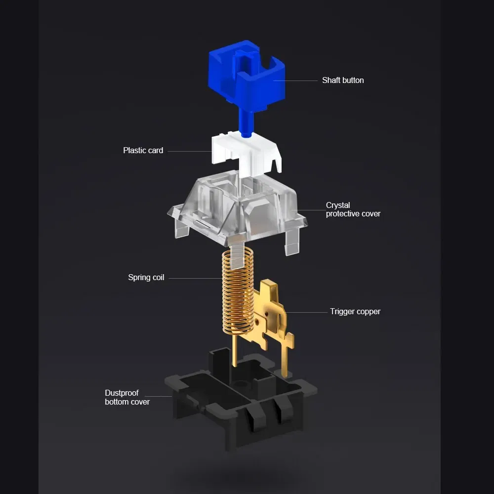Color: Pewter, Axis Body: blue switch - REDRAGON SMD RGB MX Switch 3Pin Clicky Linear Tactile Silent Red Blue Black Brown Purple Switche For Backlit Mechanical Keyboard