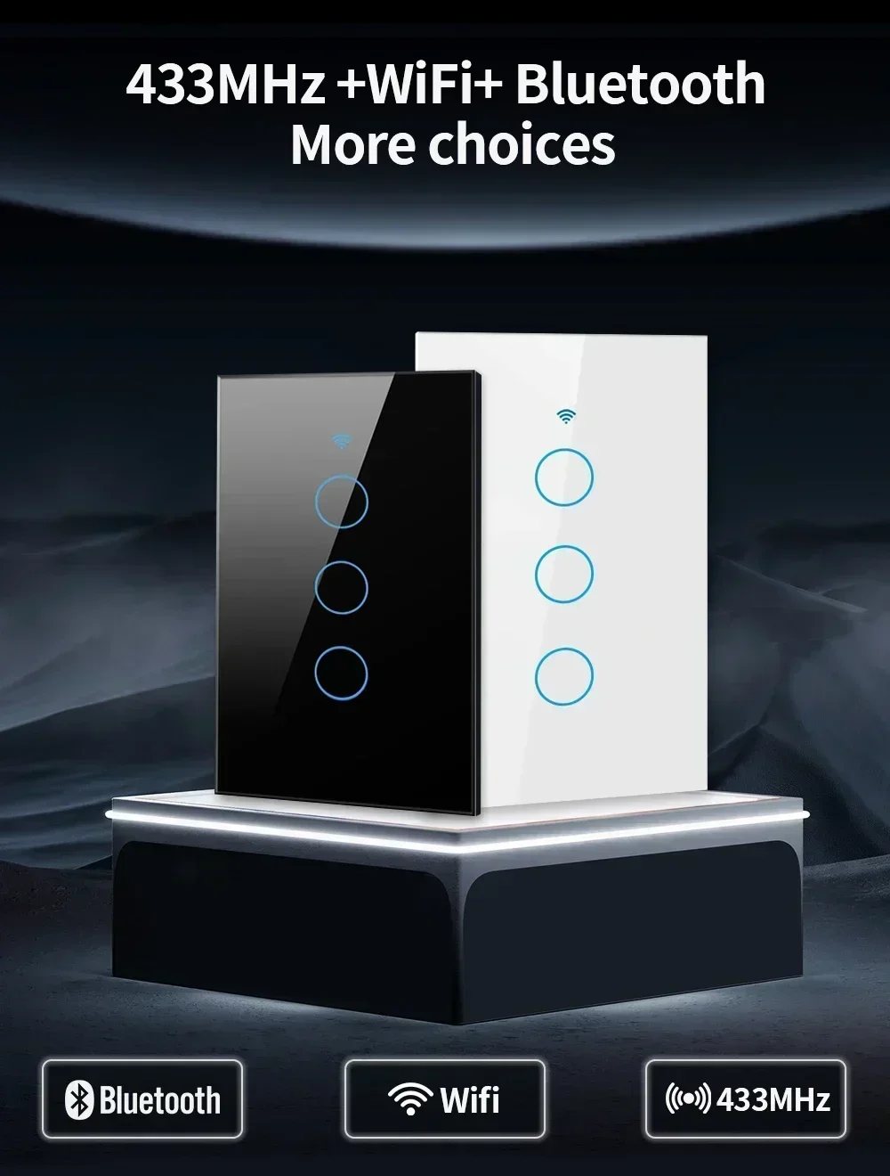 Color: Red - Tuya US WiFi+Bluetooth Smart Switches No Neutral Wire Required 1/2/3/4 Gang Light WiFi Touch Switch Work with Alexa Google Home
