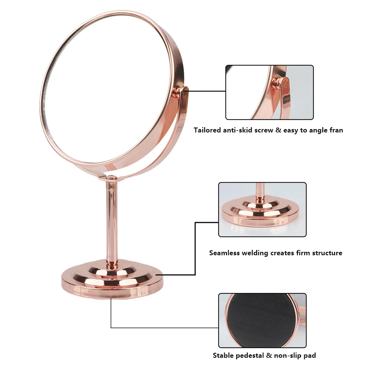 Color: black - 3/4/5in Double-Side Makeup Mirror With 2X Magnification Clear Reflection And Easy To Carry Desktop Vanity Mirror With Stand