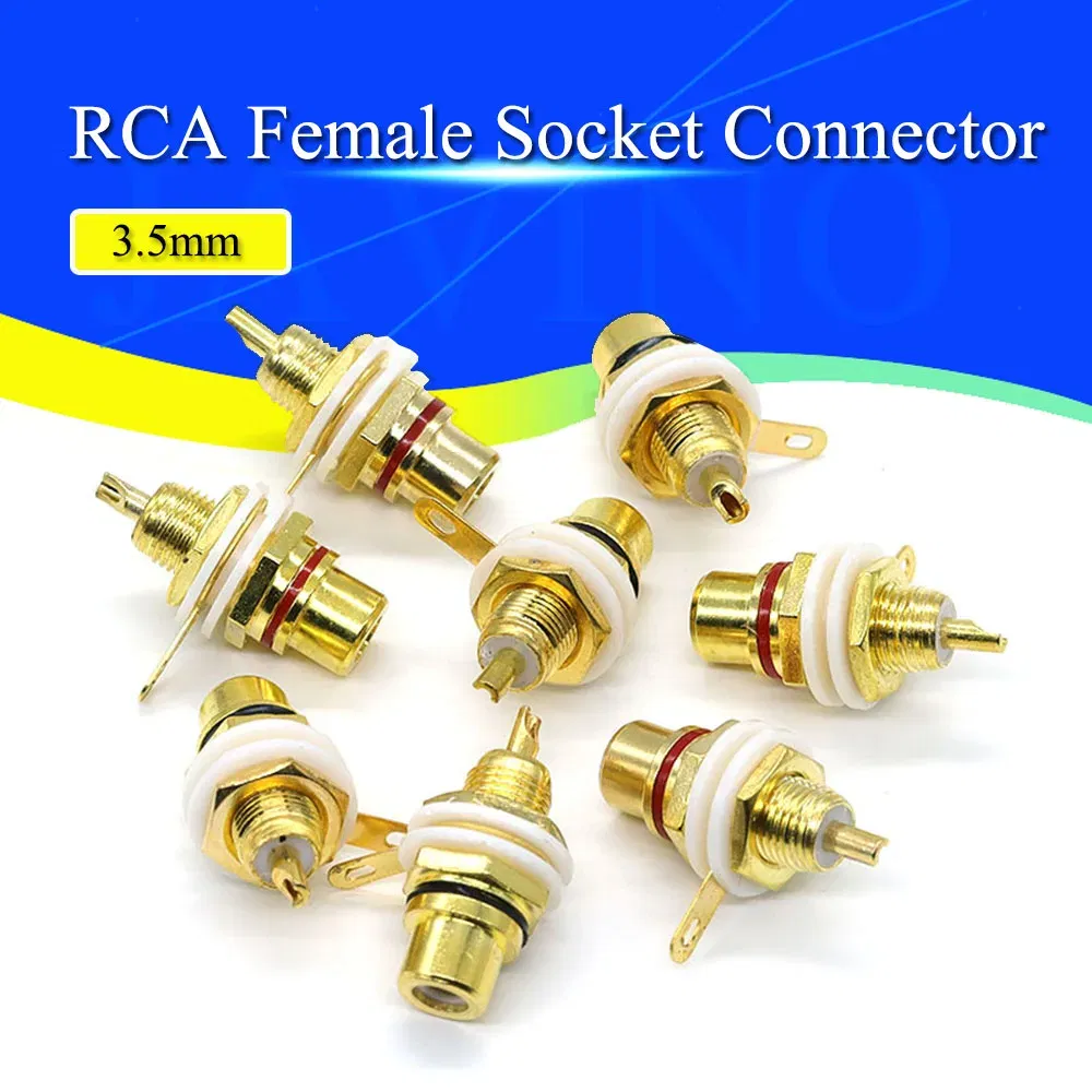 Color: army green - 1 Pair RCA Female Socket Connector Chassis Panel Mount Adapter Audio Terminal Plug 3.5mm Plug AV Plug