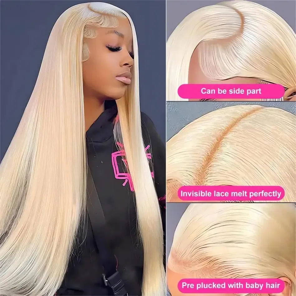 Color: #4, Ships From: CHINA, Stretched Length: 28inches, Density: 180% - Blonde Wig Straight 613 Hd Lace Frontal Wig 13X6 13X4 Transparent Brazilian Straight Lace Front Wigs 30 Inch 100% Human Hair