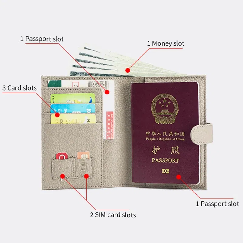Color: Pink - Genuine Cow Leather Passport Holder Travel Wallet with Zipper Pocket Card Holder RFID Blocking Bifold Wallet for Men and Women