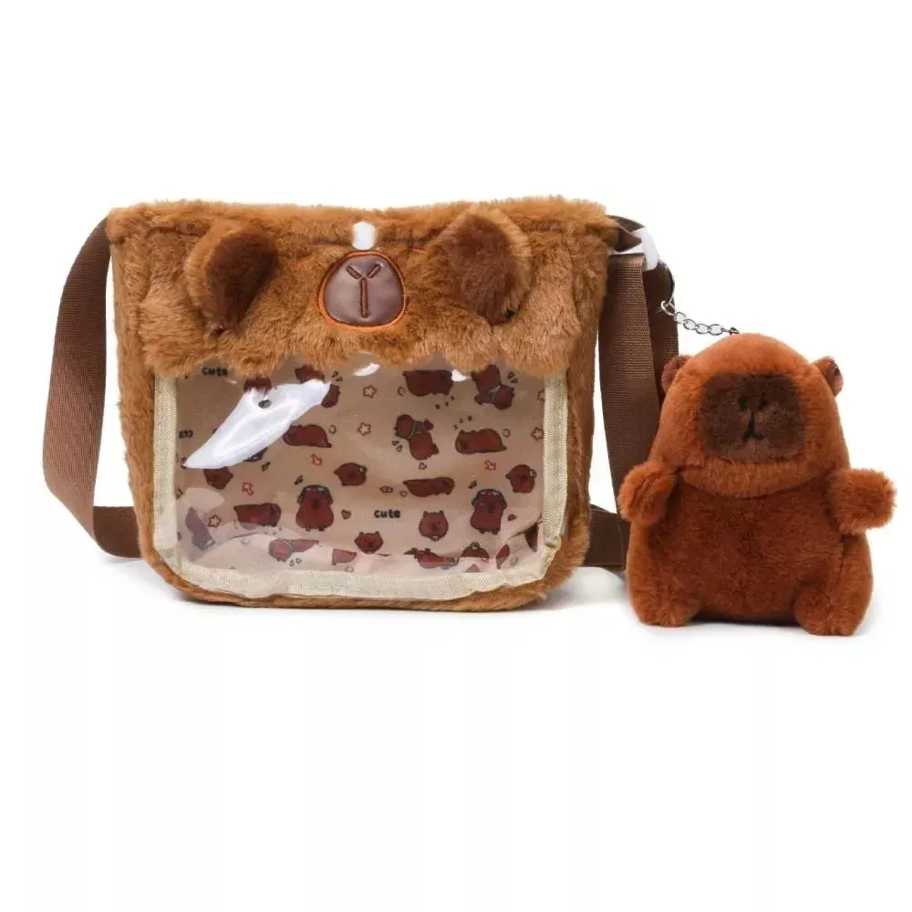 Color: SKY BLUE - Shoulder Bag Capybara Plush Backpack Animals Students School Bag Couple