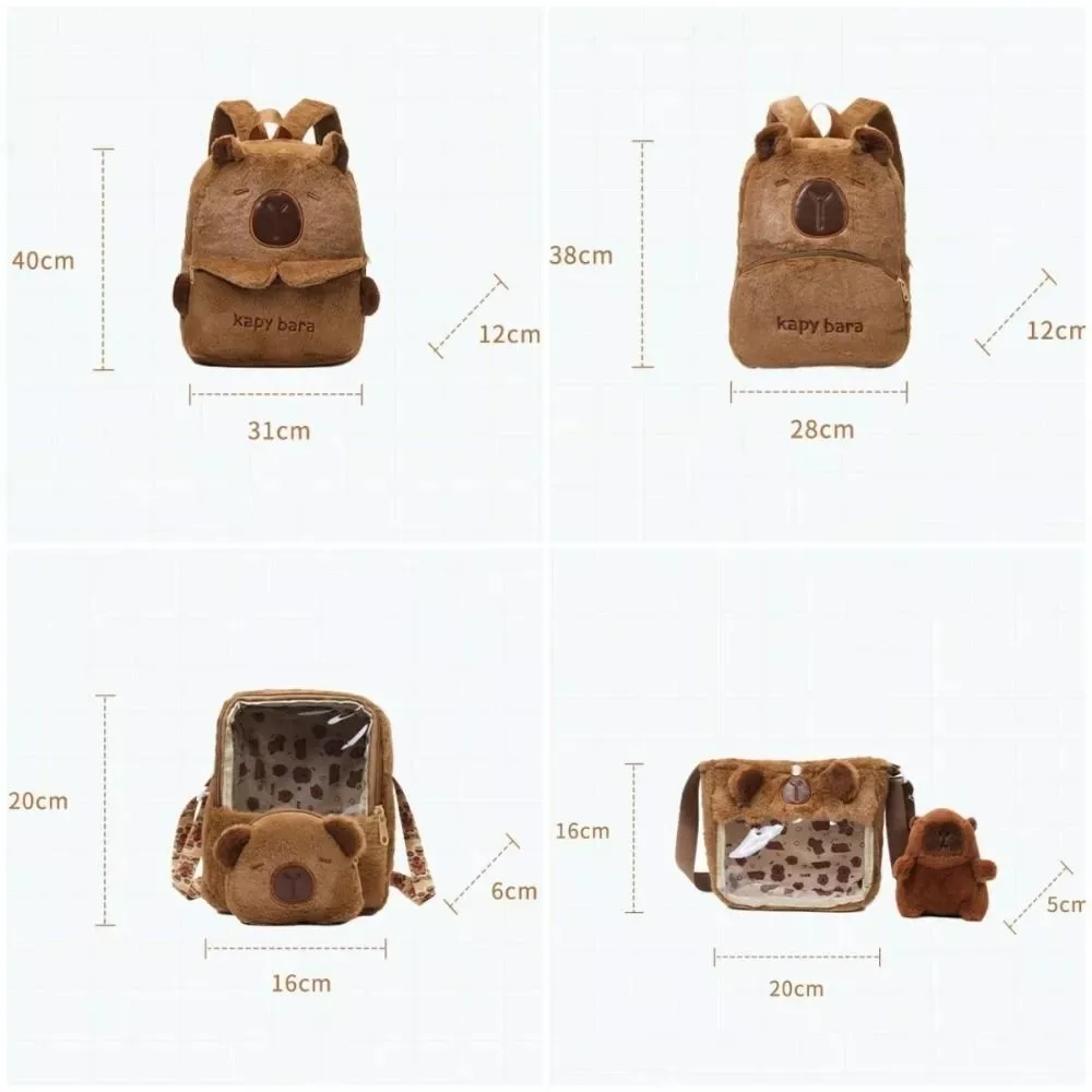 Color: SKY BLUE - Shoulder Bag Capybara Plush Backpack Animals Students School Bag Couple