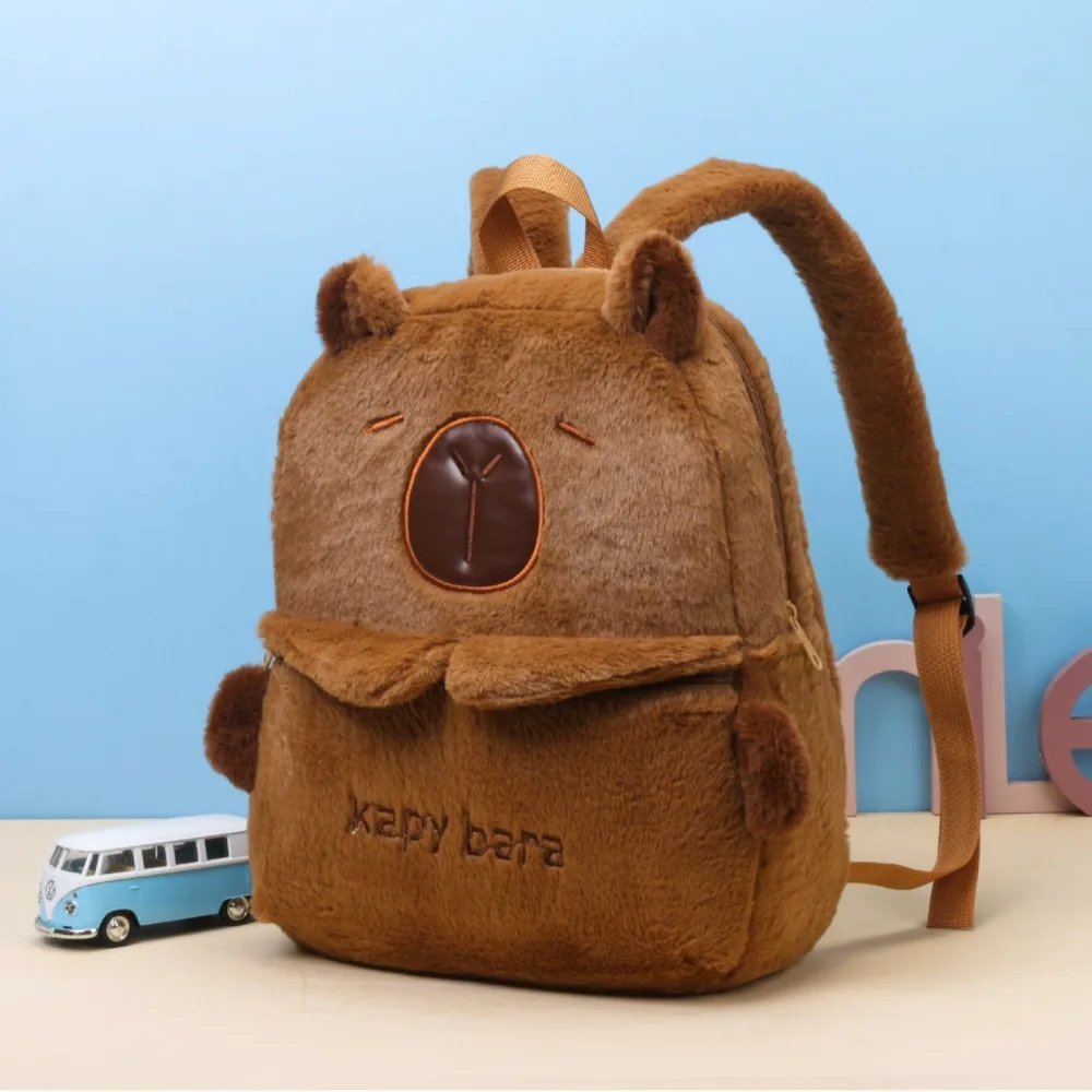 Color: SKY BLUE - Shoulder Bag Capybara Plush Backpack Animals Students School Bag Couple
