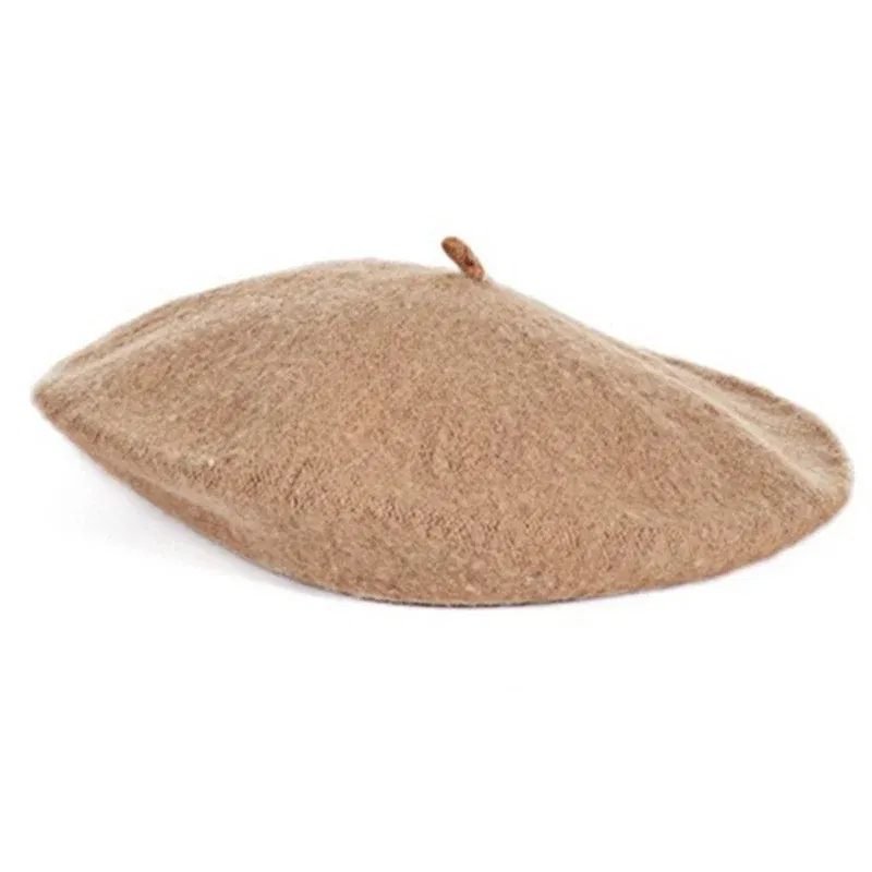 Color: army green - Women Berets French Artist Style Warm Winter Beanie Versatile Hat Retro Plain Beret Solid Color Elegant Lady Girls Painter Hat