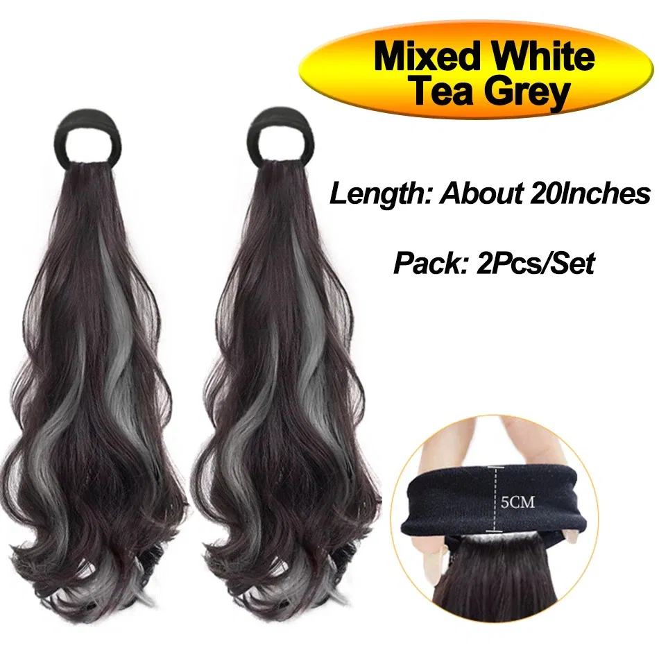 Color: #35, Stretched Length: 20inches - Synthetic Ponytails Hair Extension With Rubber Band Long Curly Wavy Layered Ponytail For Women Daily Use Heat Resistant Hair Wig