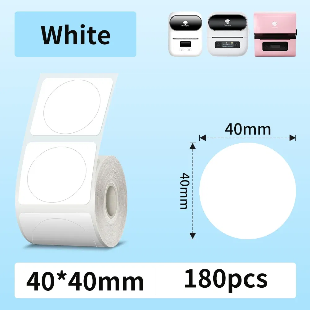 Color: WHITE - Phomemo Label Maker Paper M110 Label Adhesive Paper White Waterproof Thermal Sticker for M110 M221 M200 M220 Portable Printer