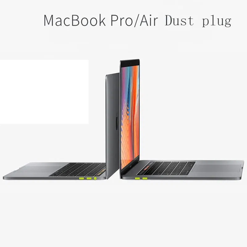 Color: green - Anti Dust Dirt Plug for MacBook Pro16 MacBook Air 13 MacBook 13 15 Pro Touch Bar Silicone Port Plugs Cover Set 5pcs/set
